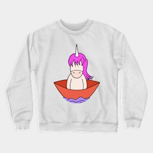 Cute Unicorn on a little boat Crewneck Sweatshirt